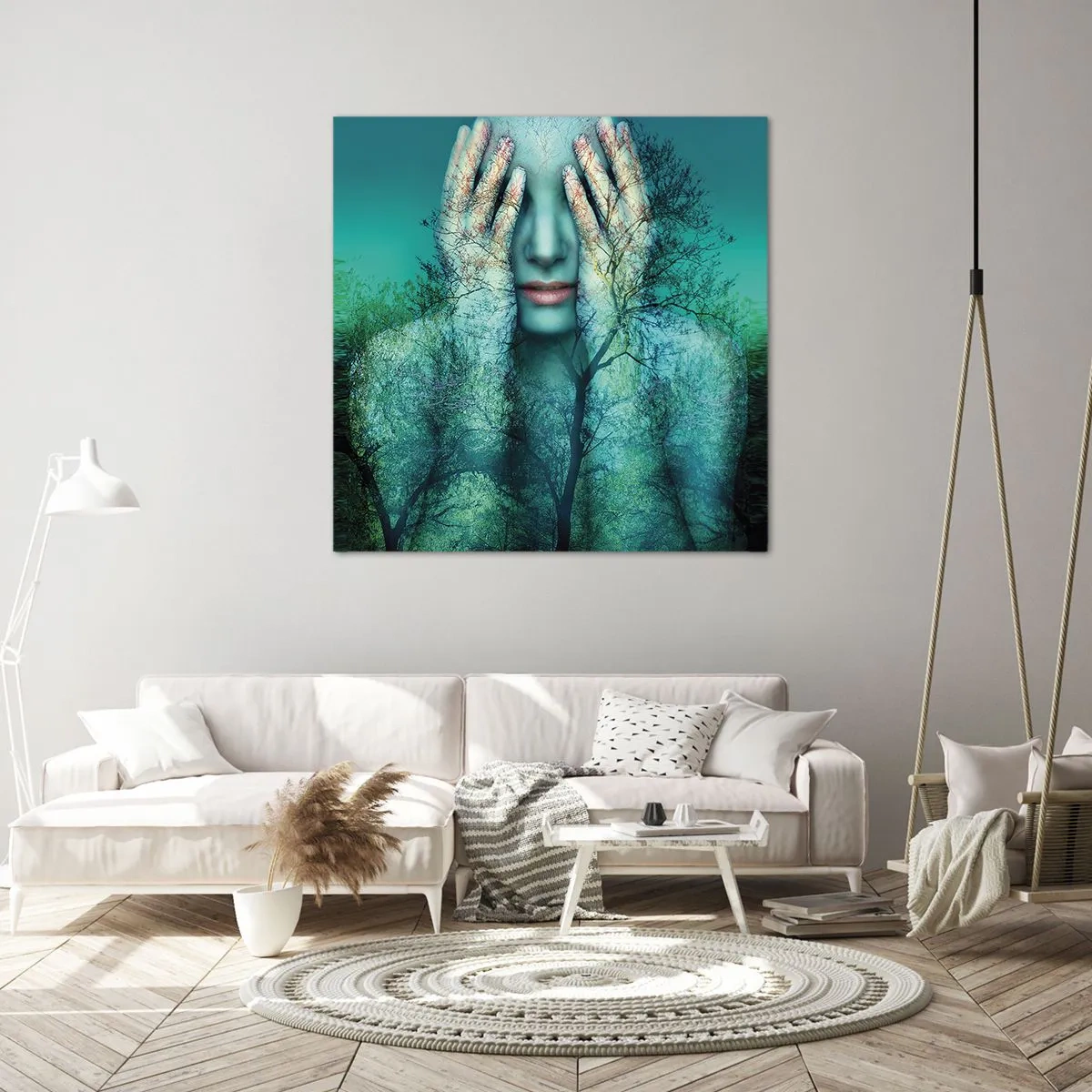 Obraz na plátně - Ponořená do modré - 40x40 cm