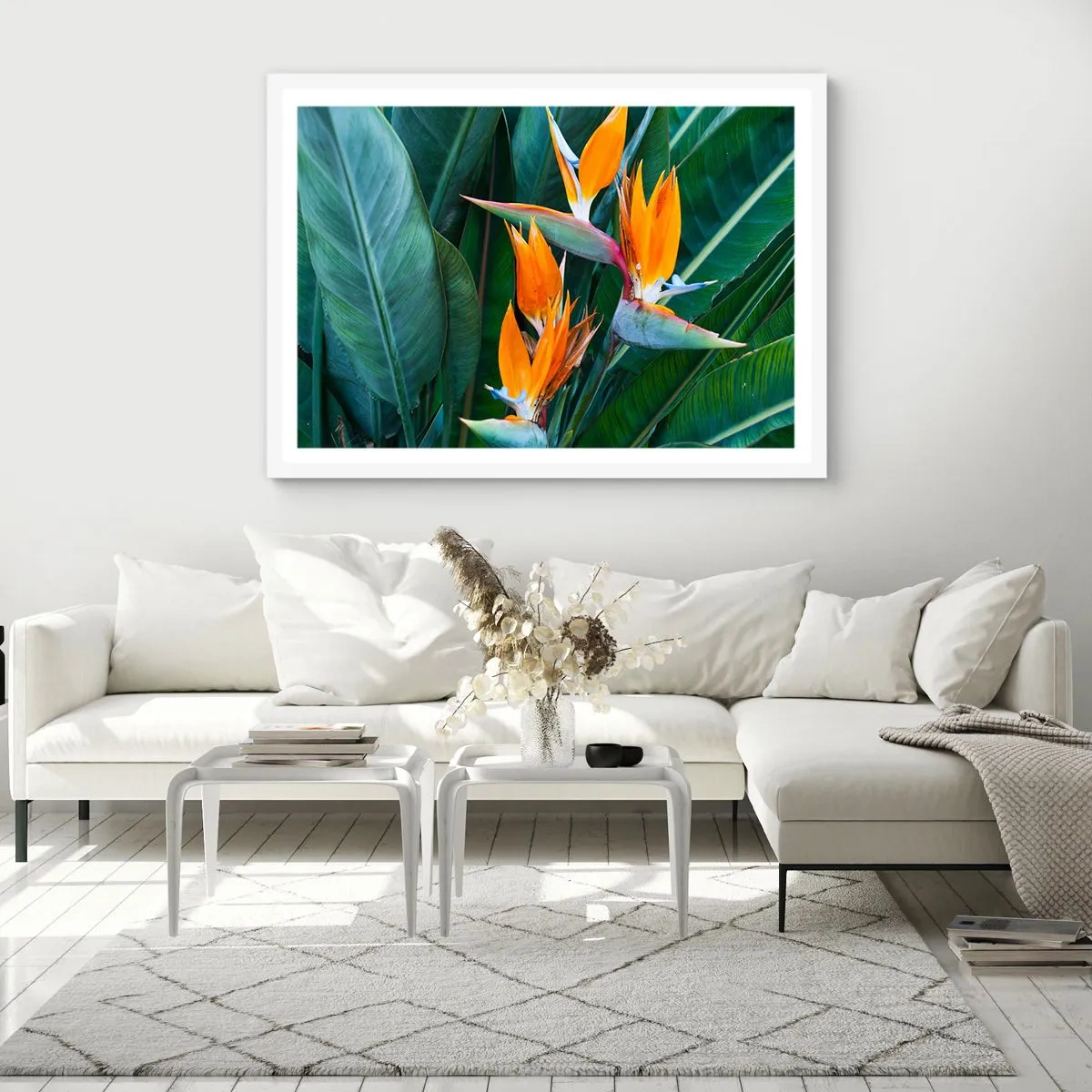 Plakát v bílém rámu - Je to květina, nebo pták? - 91x61 cm