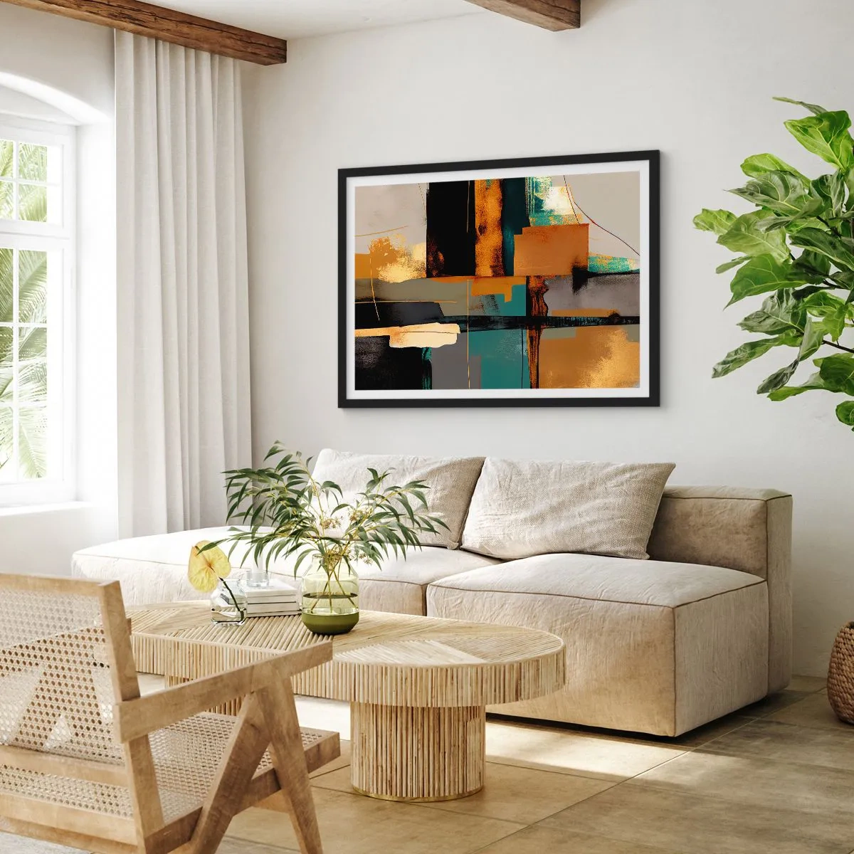 Plakát v černém rámu - Abstrakce – světlo a stín - 100x70 cm