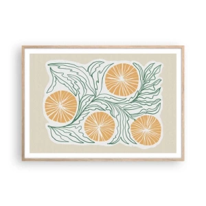 Plakát v rámu světlý dub - Etnický s abstraktním nádechem - 100x70 cm