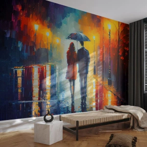 Fototapeta Premium Sand - Spolu – barevná noc - Pár, Romantický, Procházka - 100x70 cm