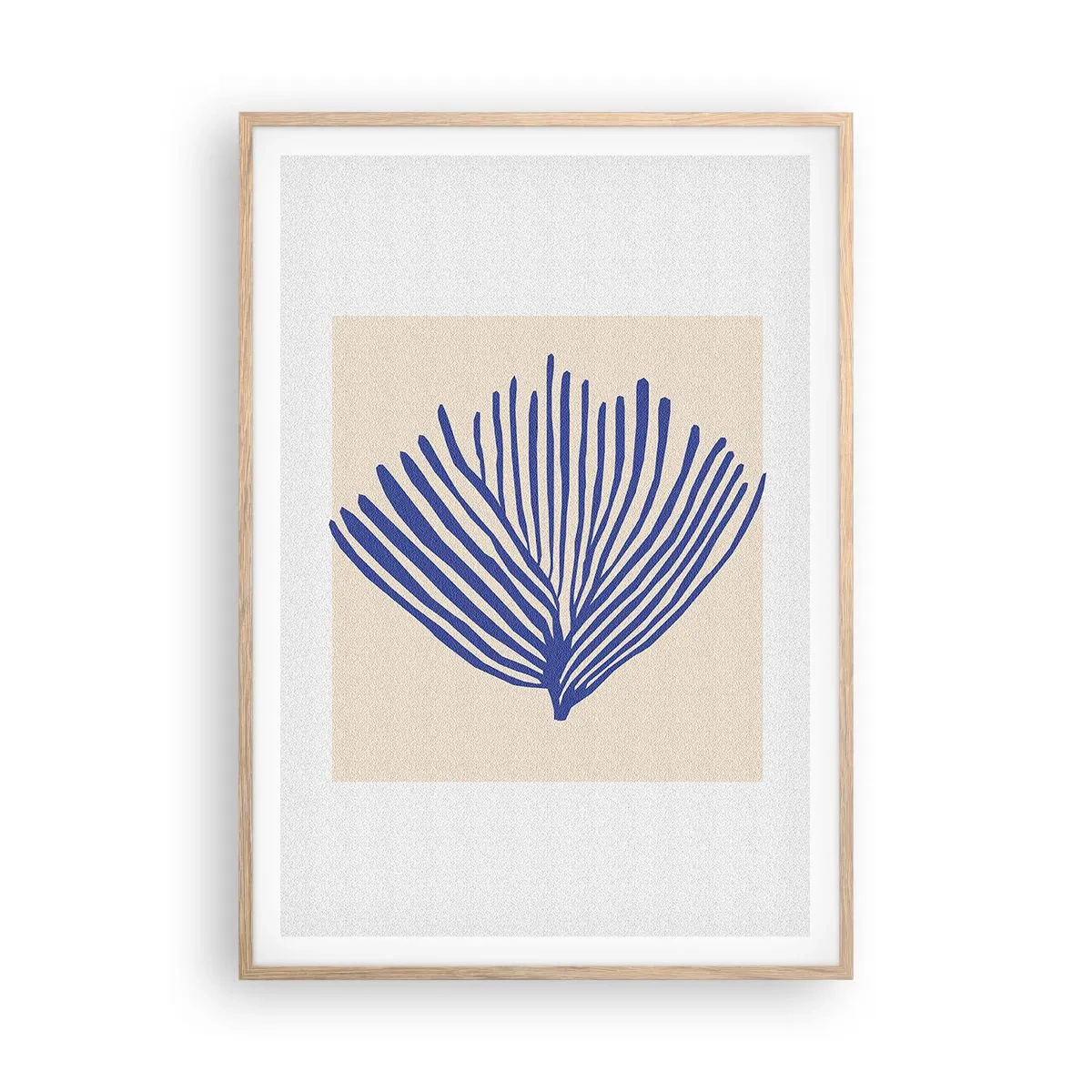 Plakát v rámu světlý dub - Modrý vějíř - 70x100 cm