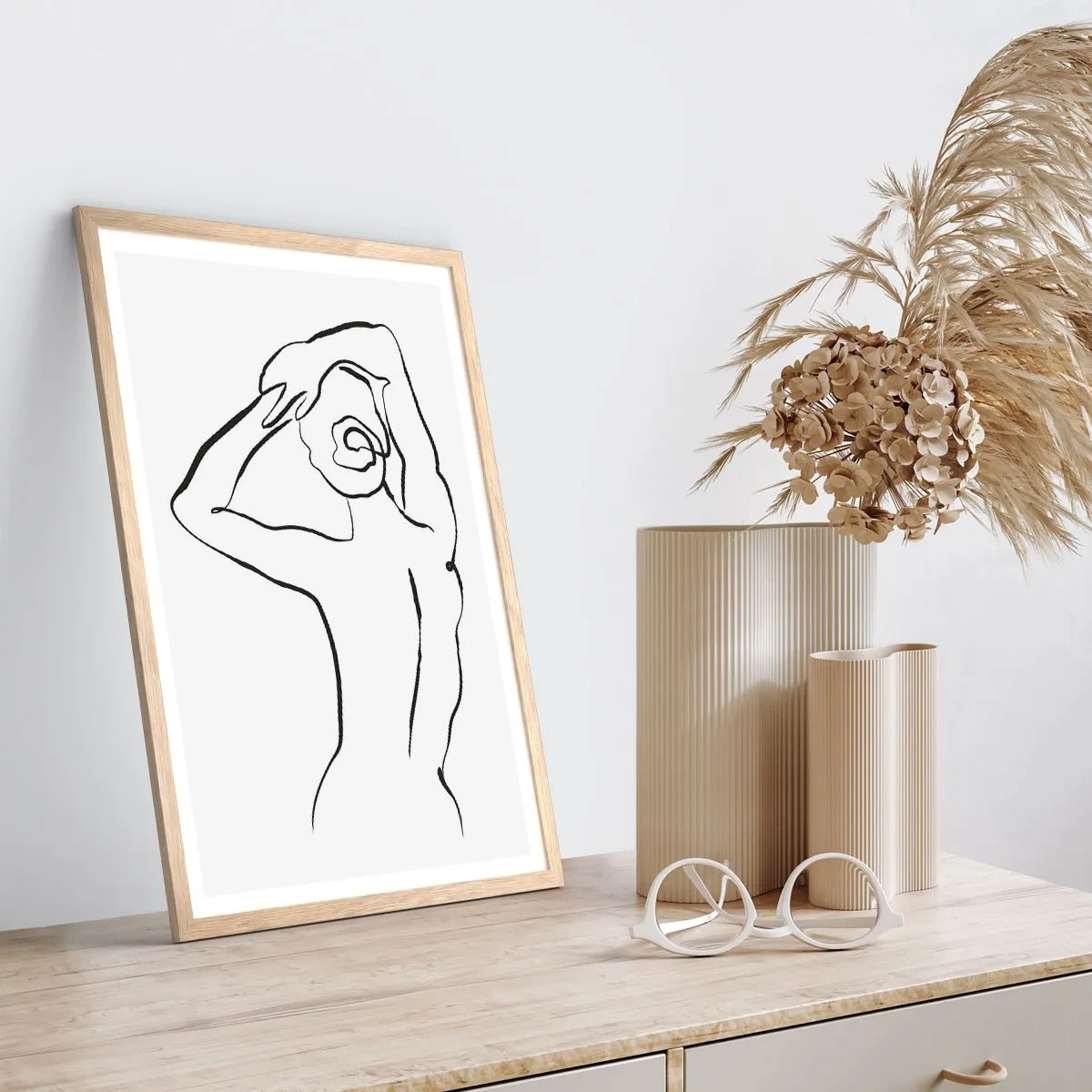 Plakát v rámu světlý dub - Ranní akt - 61x91 cm