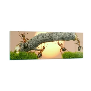 Obraz na skle - Radostná, společná práce - 90x30 cm