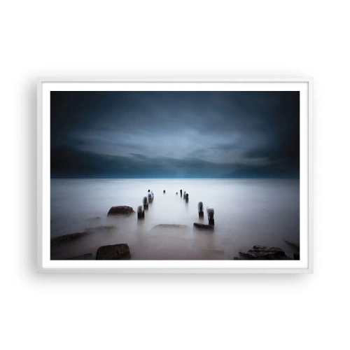 Plakát v bílém rámu - Zamyšlené jezero - 100x70 cm