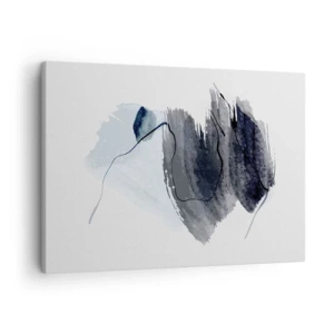 Obraz na plátně - Abstraktní kompozice v odstínech šedé a modré - 70x50cm - Intenzita a pohyb - Moderní nástěnná dekorace do obývacího pokoje a ložnice ARTTOR