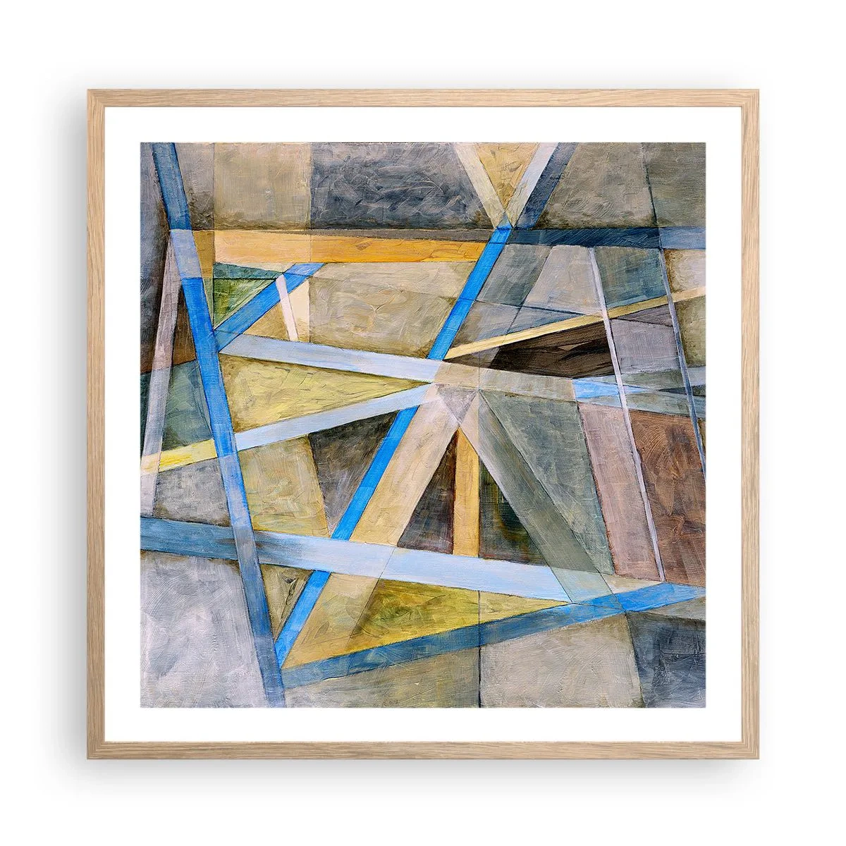 Plakát v rámu světlý dub - Přímo nebo diagonálně? - 60x60 cm
