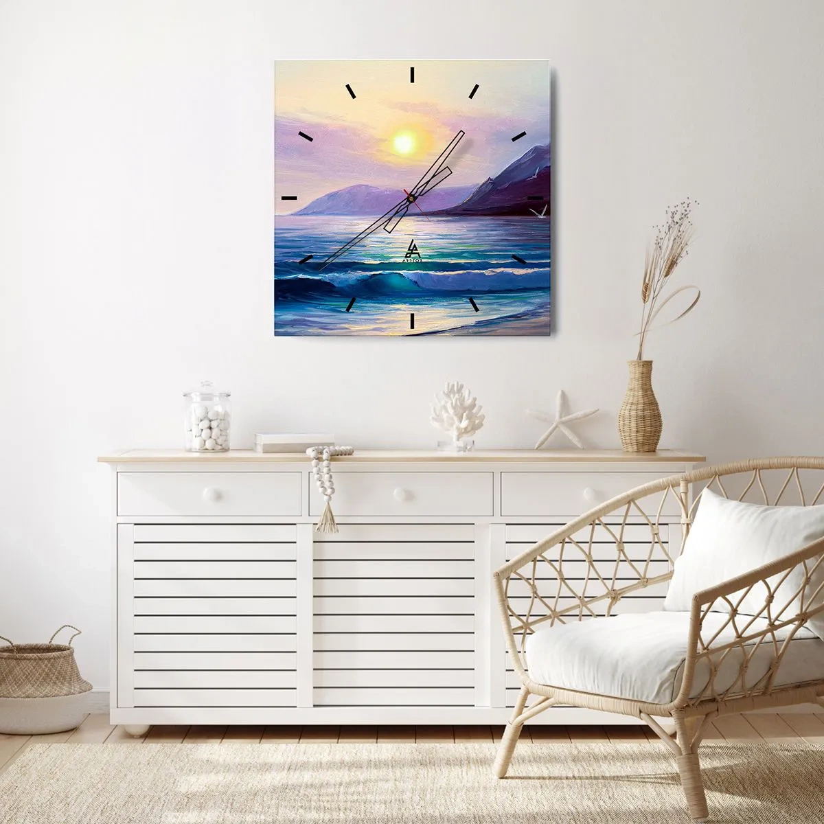 Nástěnné hodiny - Křišťál vody a vzduchu - 40x40 cm