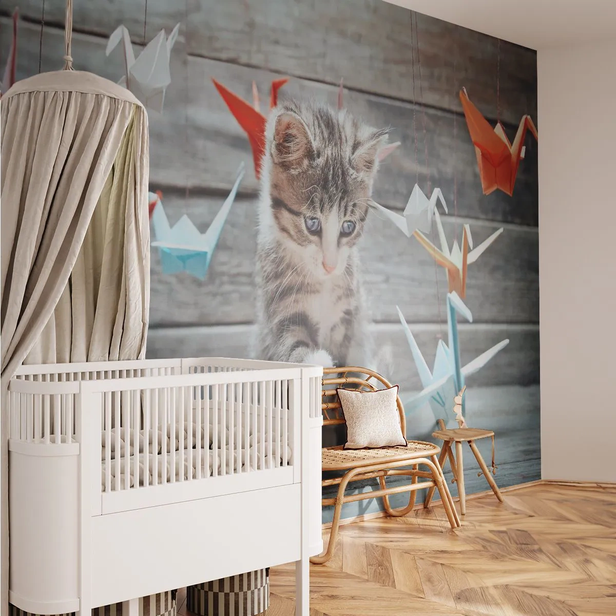 Fototapeta Premium Canvas - První lekce - Zvířata, Kočka, Origami - 250x175 cm