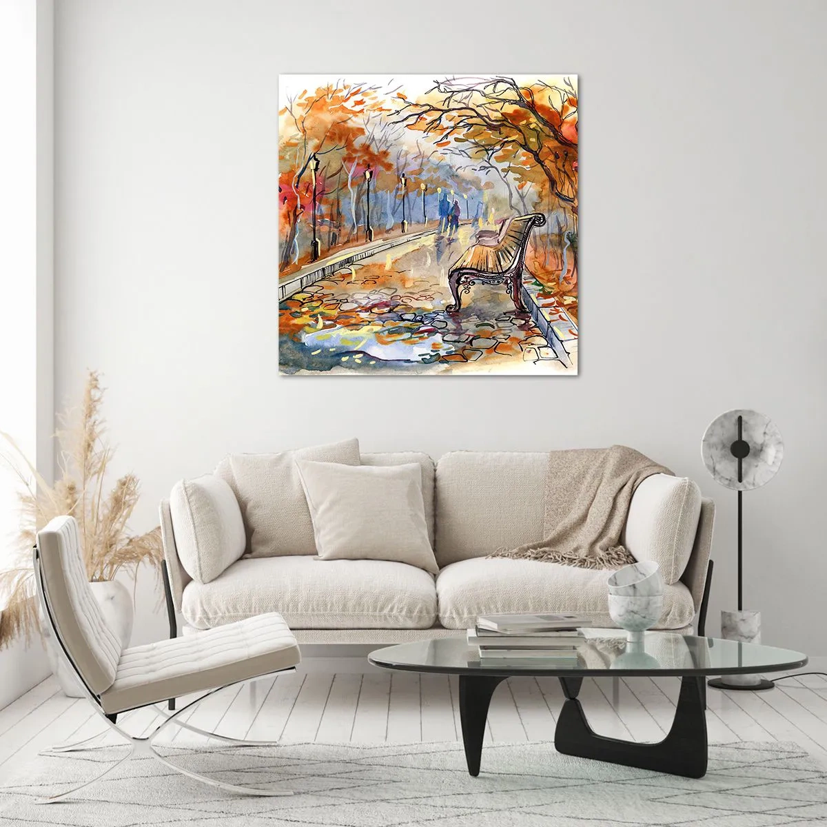 Obraz na skle - Společně putovat podzimem - 60x60 cm