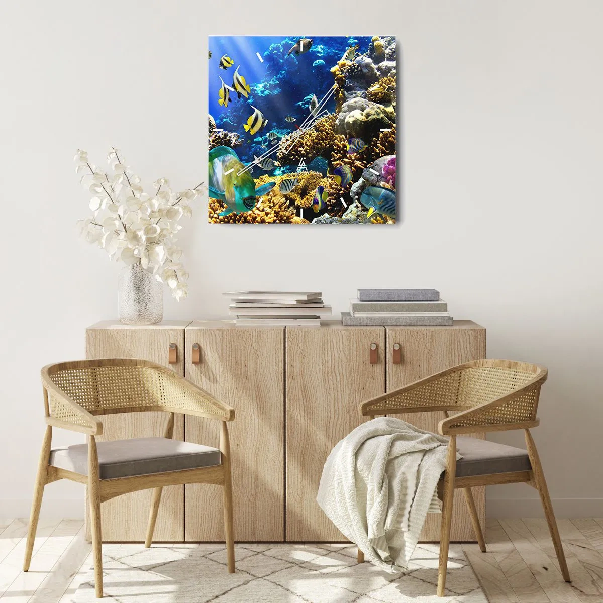 Nástěnné hodiny - Velký provoz na prázdninové stezce - 30x30 cm