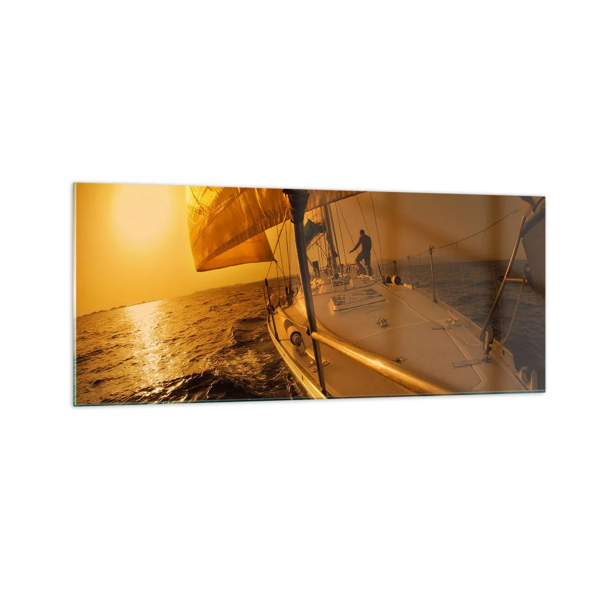Obraz na skle - Zlatý večer po vícebarevném dni - 100x40 cm