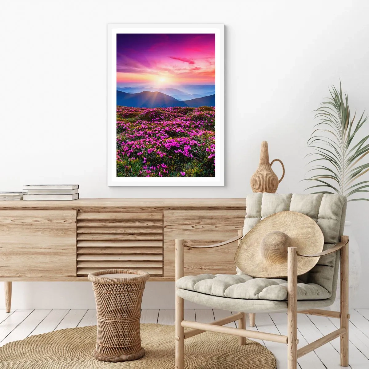 Plakát v bílém rámu - Zavoněly svěží pupeny bylinek z obilných polí - 50x70 cm