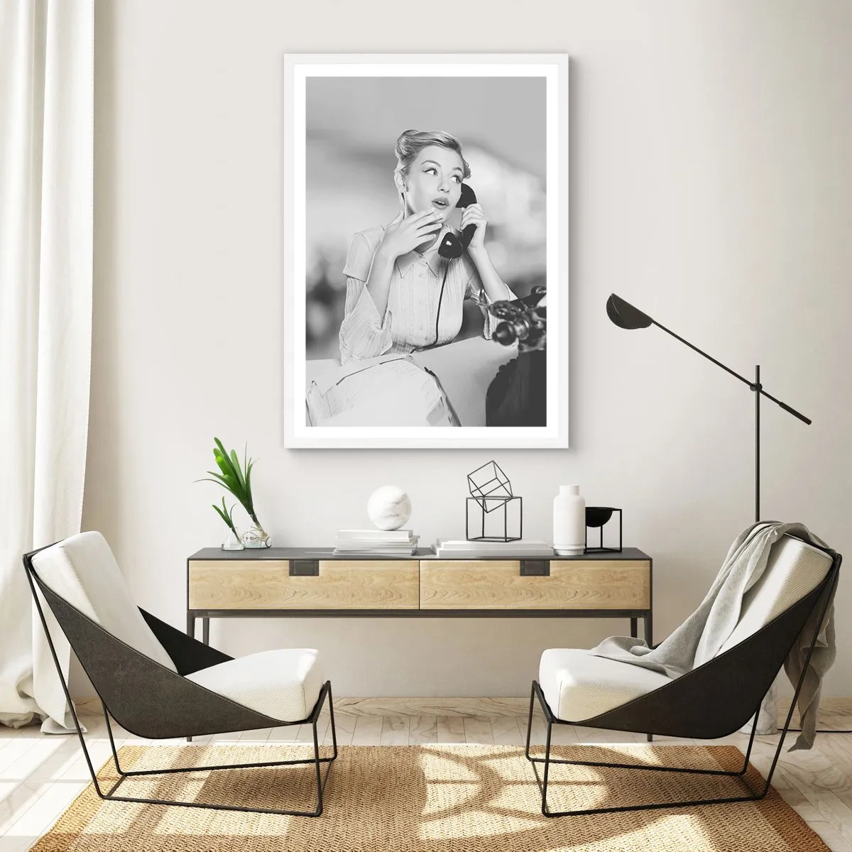 Plakát v bílém rámu - Halo, tady jsou 50. léta. - 50x70 cm