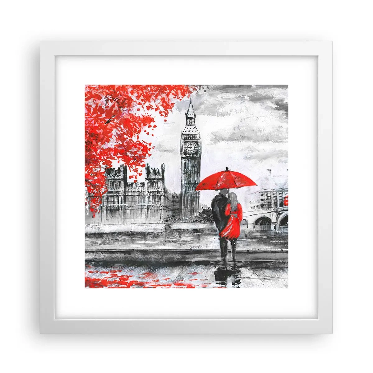 Plakát v bílém rámu - Zamilování do Londýna - 30x30 cm