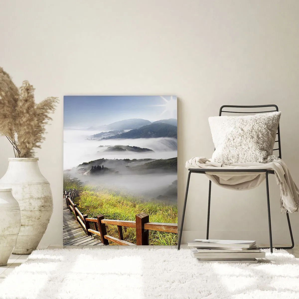 Obraz na skle - Utkané ze záře a mlhy - 50x70 cm