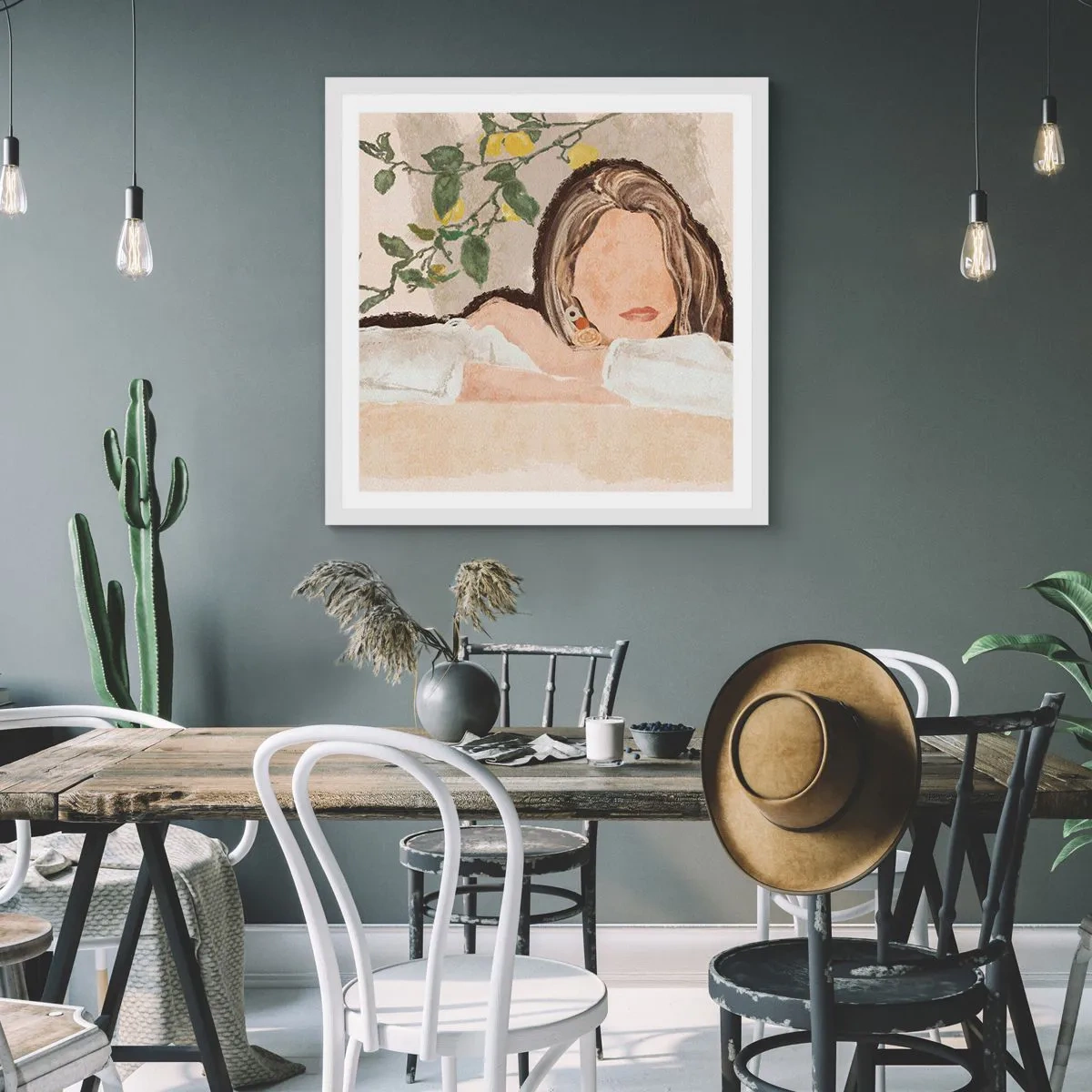 Plakát v bílém rámu - Krasavice z jihu - 60x60 cm