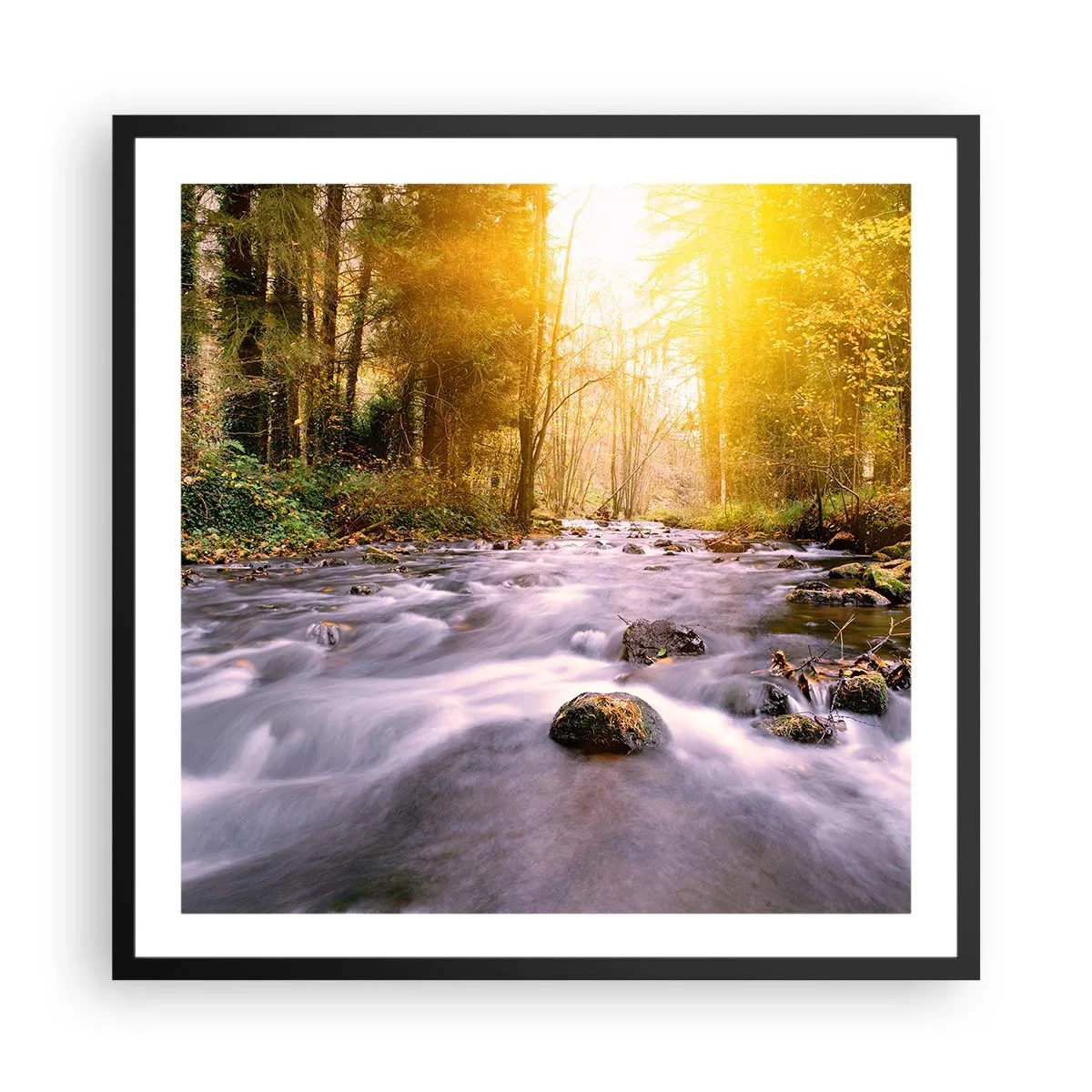 Plakát v černém rámu - Malachit ve stříbrně-zlaté podobě - 60x60 cm