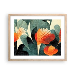 Plakát v rámu světlý dub - Tropické horko a chlad zeleně - 50x40 cm