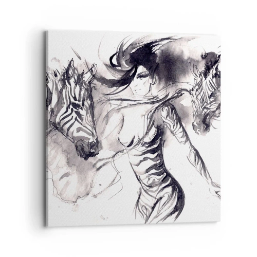 Obraz na plátně - Tančící se zebrami - 70x70 cm