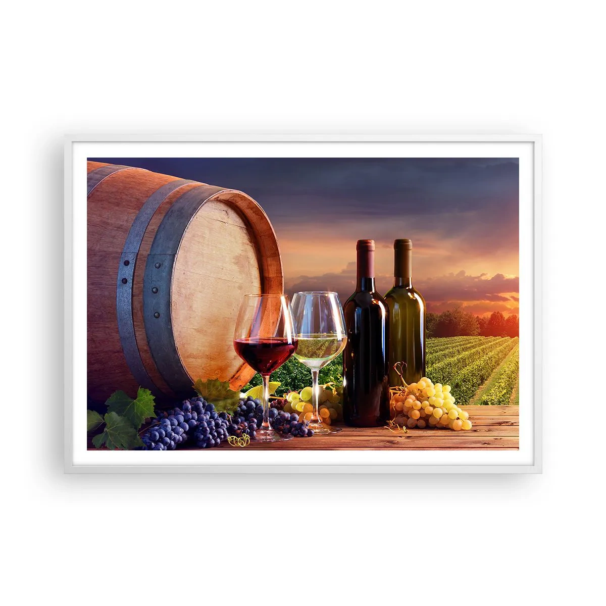 Plakát v bílém rámu - Tady má život chuť - 100x70 cm