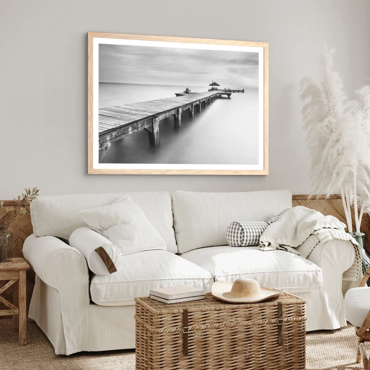 Plakát v rámu světlý dub - Daleko od nás - 100x70 cm