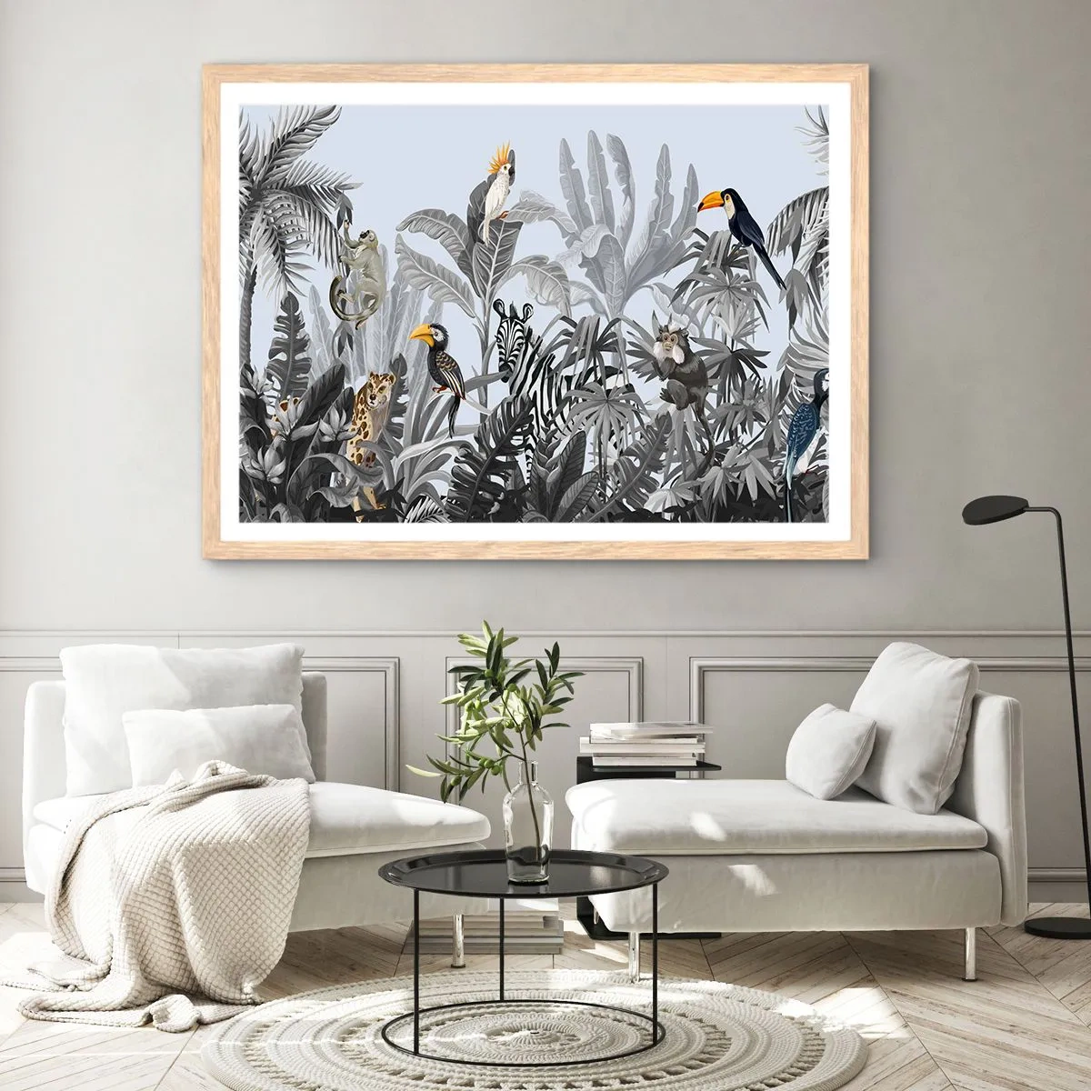 Plakát v rámu světlý dub - Africká pohádka - 50x40 cm