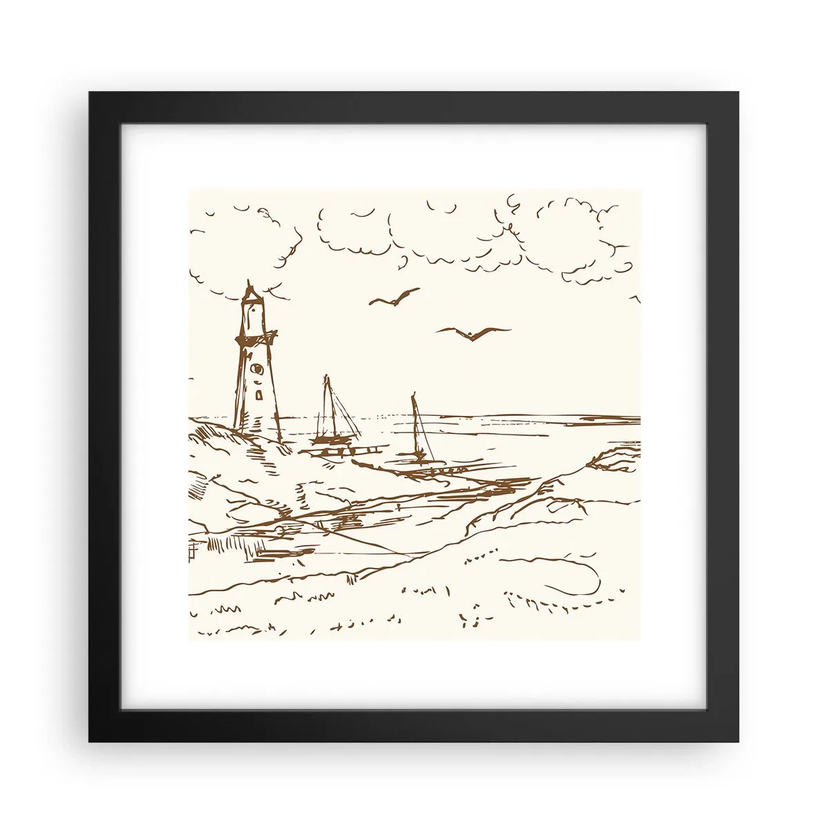 Plakát v černém rámu - Náčrt letních vzpomínek - 30x30 cm
