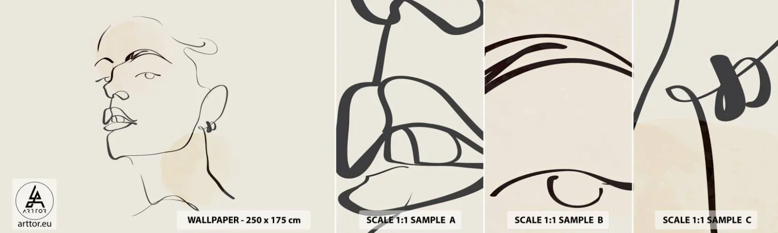 Vzor Fototapety Samolepicí Deluxe Sticker - Hrdý pohled - ženská tvář, Portrét ženy, Grafika - 100x30 cm