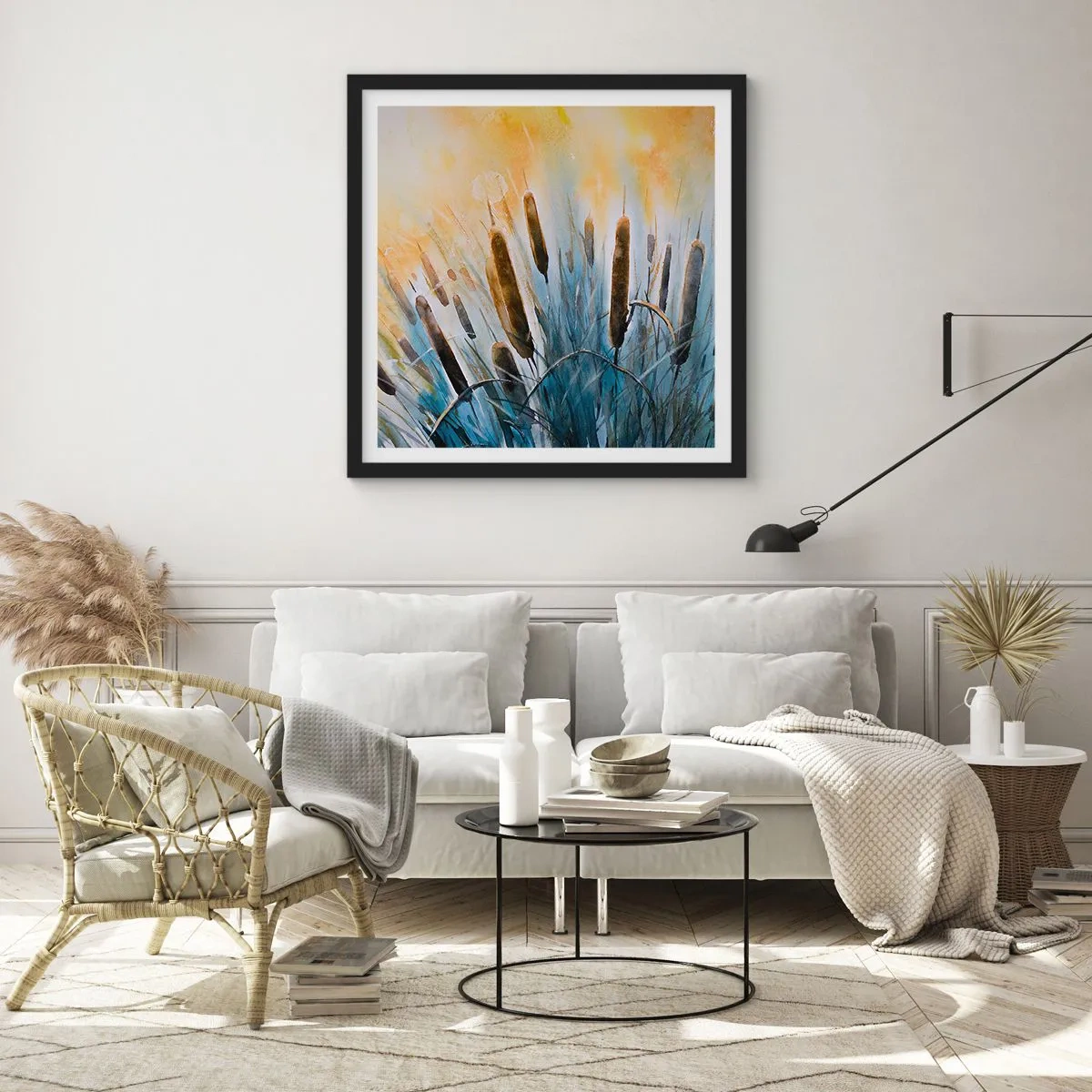 Plakát v černém rámu - Chlad vody, žár slunce - 60x60 cm