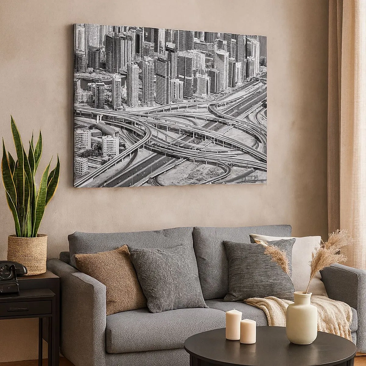 Obraz na plátně - Pohled na Dubaj z ptačí perspektivy - 70x50cm - Dubaj – nemožné město - Moderní nástěnná dekorace do obývacího pokoje a ložnice ARTTOR