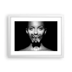 Plakát v bílém rámu - Motýlí polibek - 40x30 cm