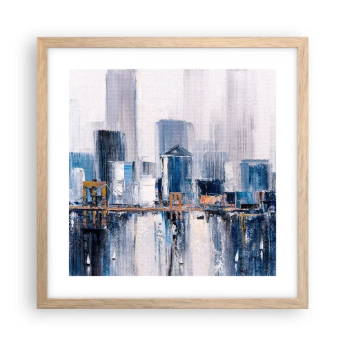 Plakát v rámu světlý dub - Newyorská imprese - 40x40 cm