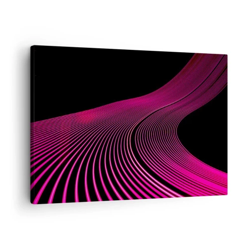 Obraz na plátně - Futuristické čáry v odstínech růžové na černém pozadí - 70x50cm - Alej světla - Moderní nástěnná dekorace do obývacího pokoje a ložnice ARTTOR