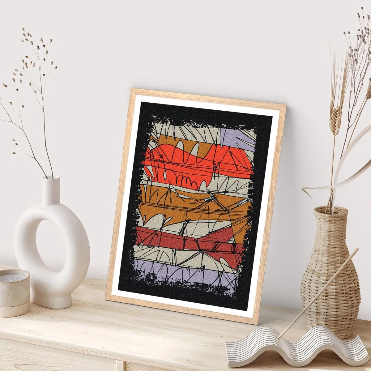 Plakát v rámu světlý dub - Spontánní kompozice - 50x70 cm