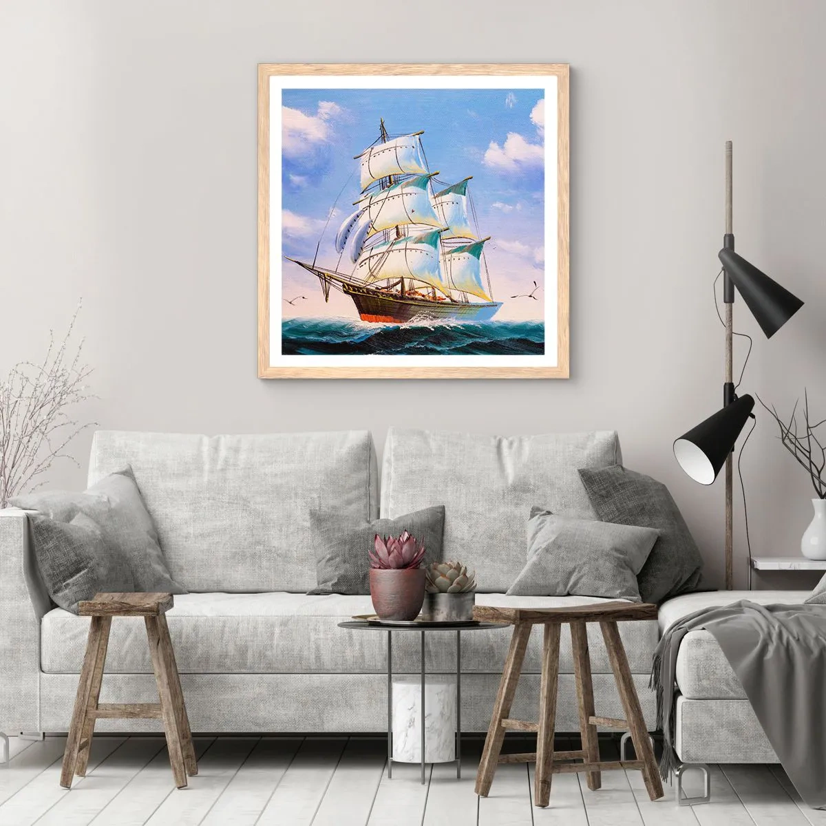 Plakát v rámu světlý dub - Hrdě s větrem - 60x60 cm