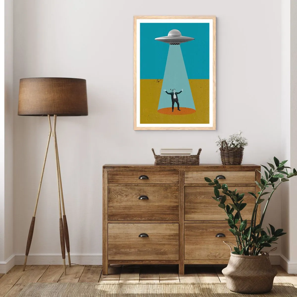 Plakát v rámu světlý dub - Blízké setkání - 61x91 cm