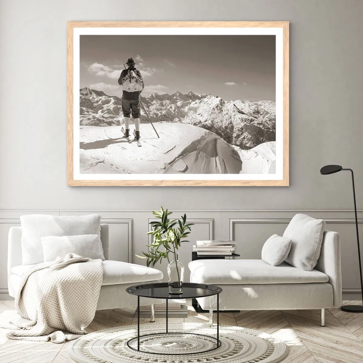 Plakát v rámu světlý dub - Stejné hory - 100x70 cm