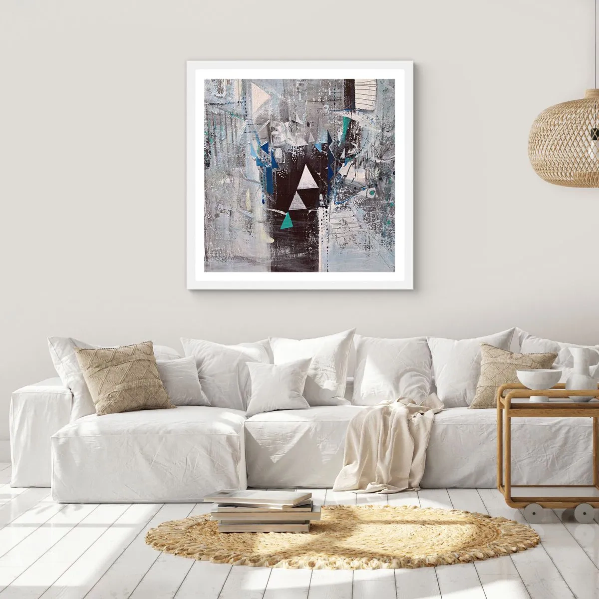 Plakát v bílém rámu - Přednostní pořadí trojúhelníků - 30x30 cm