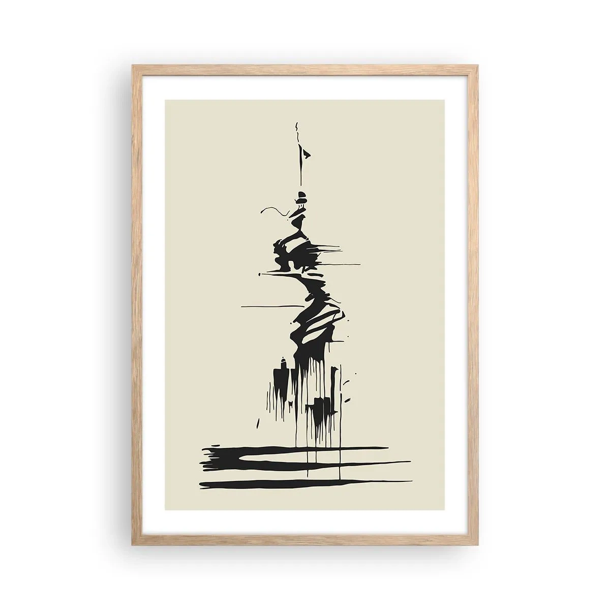 Plakát v rámu světlý dub - Spěšná abstrakce - 50x70 cm