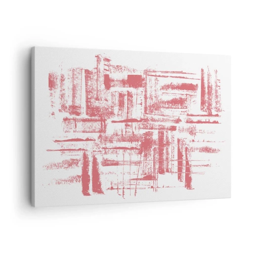 Obraz na plátně - Abstraktní růžové textury na bílém pozadí - 70x50cm - Červené město - Moderní nástěnná dekorace do obývacího pokoje a ložnice ARTTOR