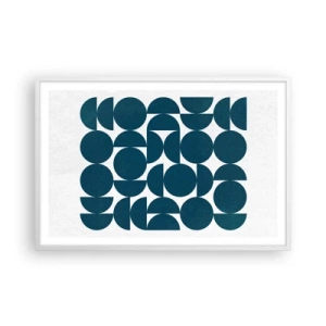 Plakát v bílém rámu - Kruhy a půlkruhy - 91x61 cm