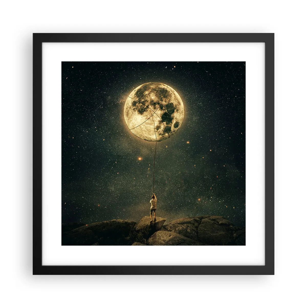 Plakát v černém rámu - Kluk, který ukradl měsíc - 40x40 cm