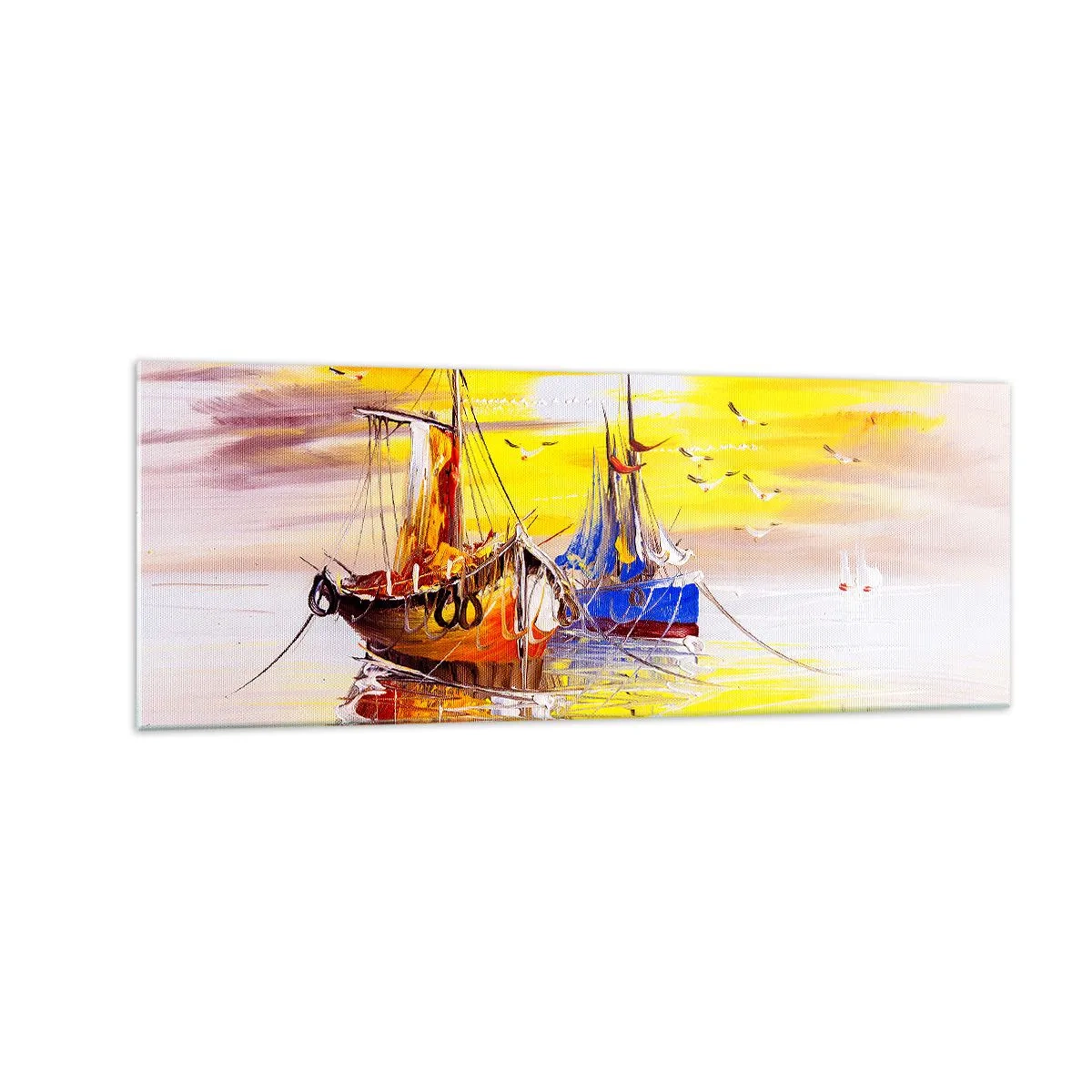 Obraz na skle - Zasloužený odpočinek v přístavu - 140x50 cm
