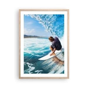Plakát v rámu světlý dub - Tančící s vlnami - 50x70 cm