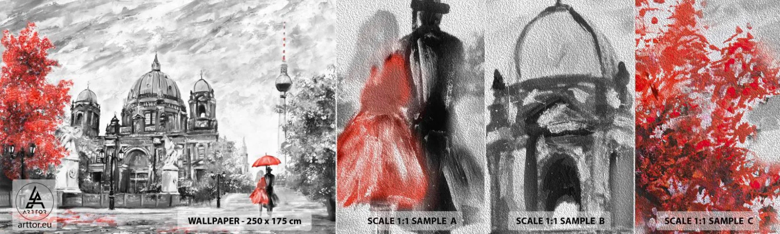 Vzor Fototapety Premium Sand - Berlínské setkání - Město, Malování, Architektura - 100x30 cm