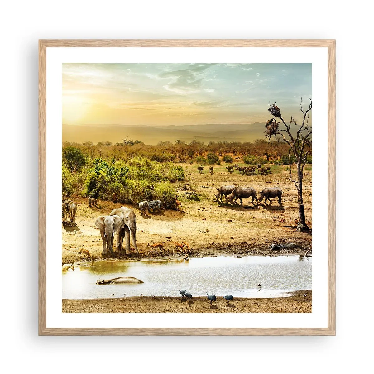 Plakát v rámu světlý dub - „Z ráje opět pramenila řeka…“ - 60x60 cm