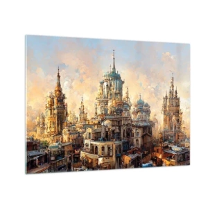 Obraz na skle - Fantastické panorama města s věžemi a paláci - 70x50cm - Město měst - Moderní nástěnná dekorace do obývacího pokoje a ložnice ARTTOR