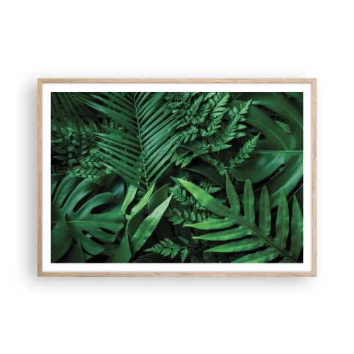 Plakát v rámu světlý dub - Objaté v zeleni - 100x70 cm