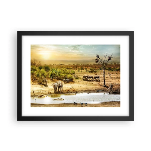 Plakát v černém rámu - „Z ráje opět pramenila řeka…“ - 40x30 cm